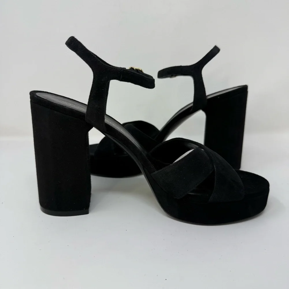 New Stuart Weitzman Dayna Suede Crisscross Platform Sandals Sz US 10